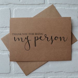GRAZIE per essere la mia PERSONA il giorno del matrimonio biglietti di ringraziamento / regali nuziali / damigella d'onore / damigella d'onore / grigi / regalo damigella d'onore