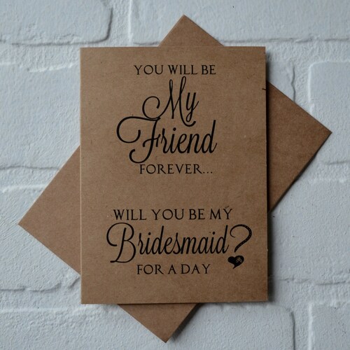You Will Be My BEST FRIEND Forever Bridesmaid Proposal Card Etsy