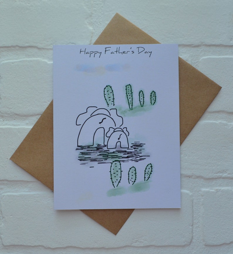 HAPPY FATHERS DAY watercolor elephants Happy Fathers Day cards image 0
