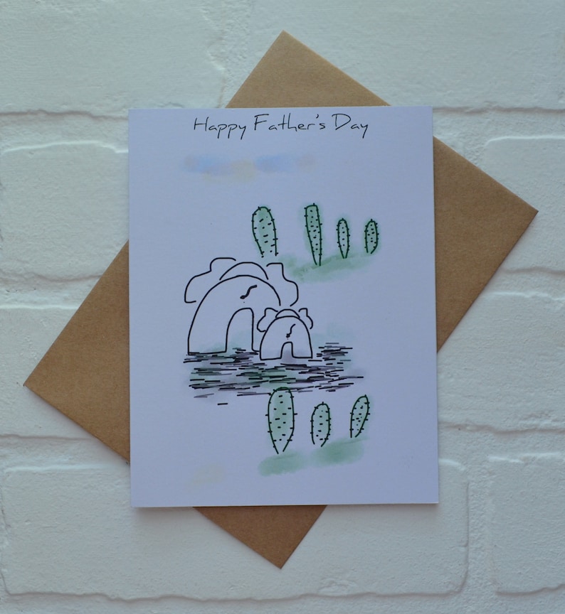 HAPPY FATHERS DAY watercolor elephants Happy Fathers Day cards image 0