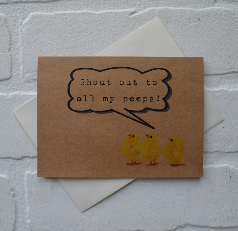 SHOUT OUT to all my PEEPS chicken card Happy Easter card funny image 0