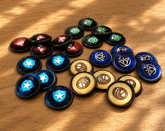 Arkham Horror LCG Metal Crystal Action Tokens, Investigator Player Upgrade Set