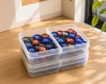 Stackable Board Game Token Storage Box, Translucent Plastic Organizer Tray (12x8.5x3 cm)