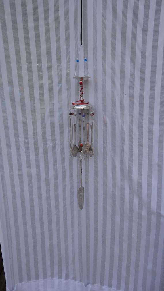 Whimsical Repurposed Earth Friendly Brass Goblet Flatware Wind Chime WC-048