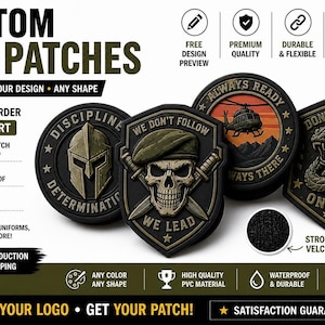 Custom Logo Patch, PVC Design with Hook & Loop Backing