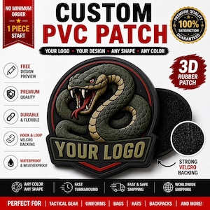 Custom PVC Patches, Hook And Loop Velcro Backing, Any Shape Or Color
