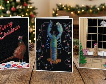 Christmas Cards Box of 12 | Mixed Collection | Art Christmas Cards | Illustrated Christmas Cards UK