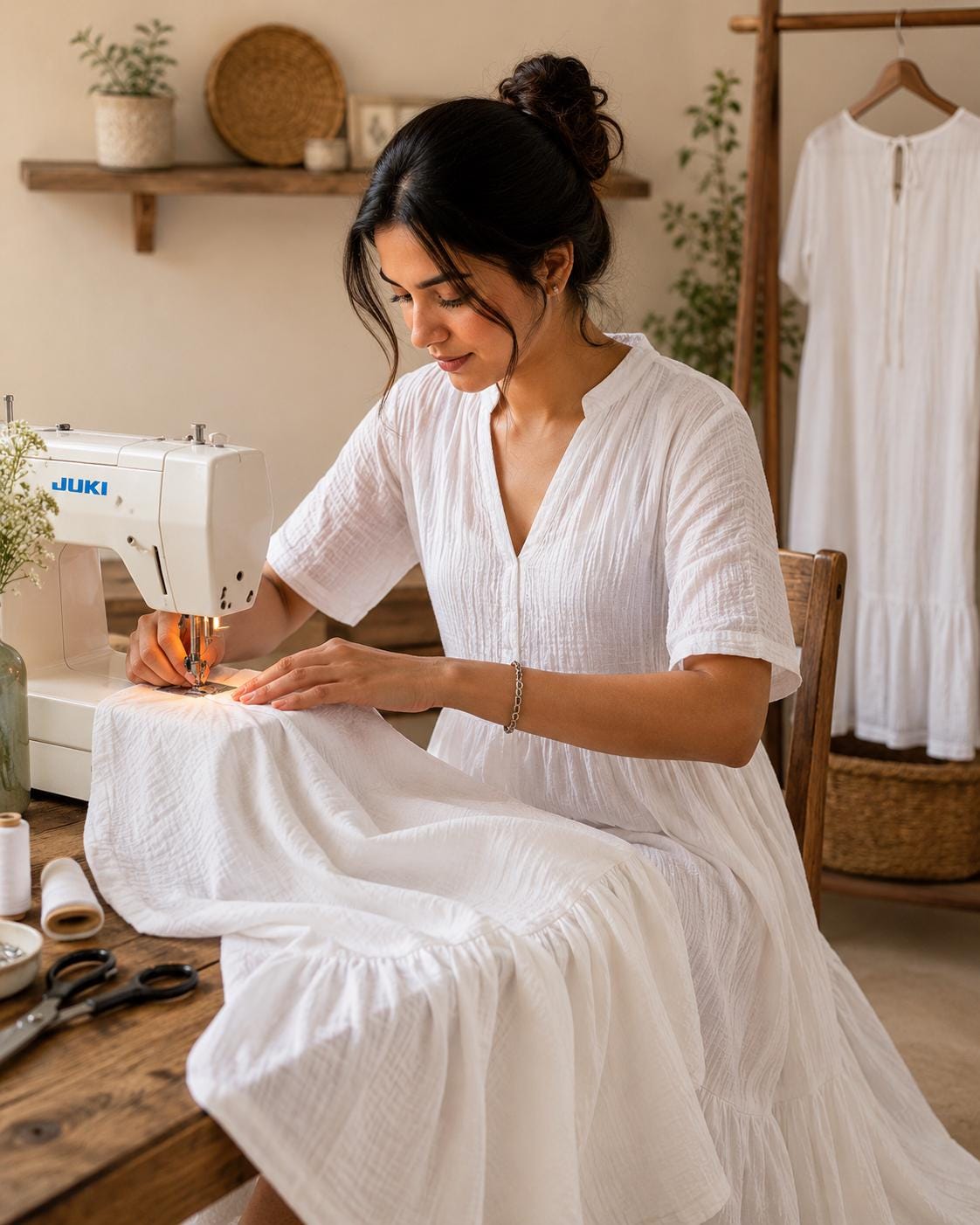 white cotton gauze maxi dress Bayside Airy Gauze Midi Dress