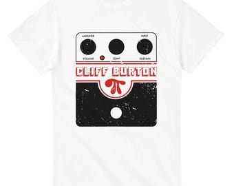 Camiseta vintage estilo homenaje con efecto desgastado, inspirada en el pedal de distorsión Big Muff de Cliff Burton