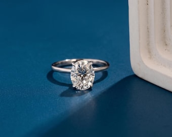 Solid Gold Oval Cut 1CT Moissanite Engagement Ring, Promise Ring