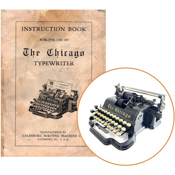 The Chicago No.1 Typewriter Instruction Manual Antique Vtg Schreibmaschine