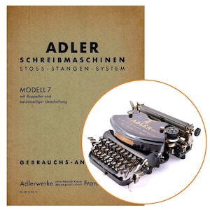Adler No.7 Typewriter Instruction Manual Antique German Schreibmaschine Vtg