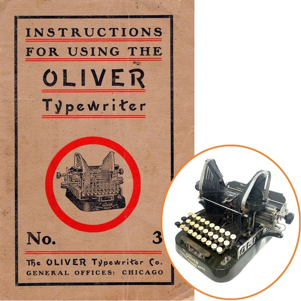 Oliver No.3 Typewriter Instruction Manual Antique Vtg Schreibmaschine Repro