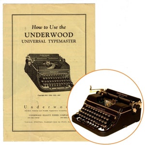 Underwood Universal Typewriter Instruction Manual Users Antique Vtg Portable Guide Repro