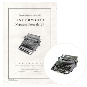 Underwood Noiseless 77 Typewriter Instruction Manual Antique Vtg User Repro Crinkle