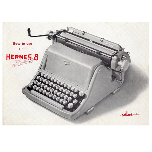 Hermes 8 Typewriter Instruction Manual Antique Vtg User Standard Schreibmaschine