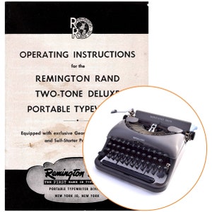 Remington Rand De Luxe Typewirter Instruction Manual Antique Vtg Duo Tone Model 5 Deluxe