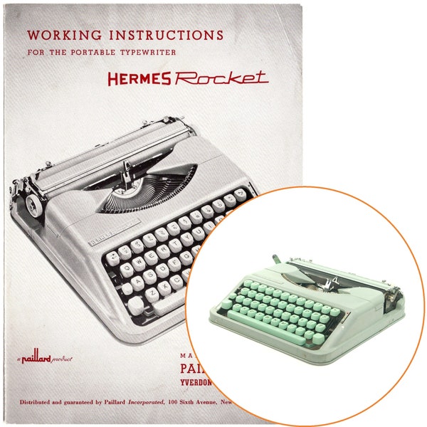 Hermes Rocket Typewriter Instruction Manual Antique Vtg Schreibmaschine User