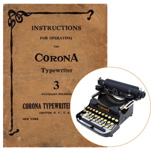 Early Corona No.3 Typewriter Instruction Manual Antique Standard Folding Repro