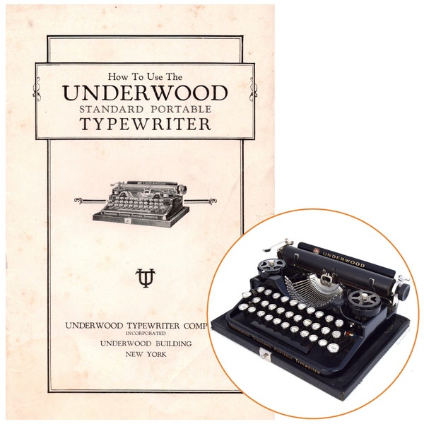 Underwood 3 Bank Portable Typewriter Instruction Manual Antique User Standard