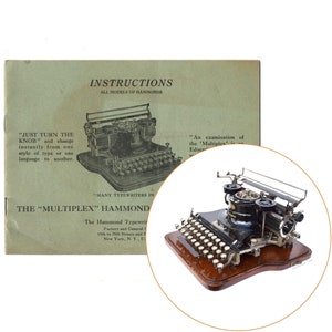 Bijgevoegde Hammond Multiplex Typewriter Handleiding Antieke Vtg Repro Ideal