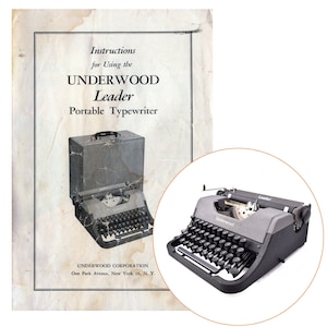 Underwood Leader Typewriter Instruction Manual Users Antique Vtg Gray Portable Guide Repro