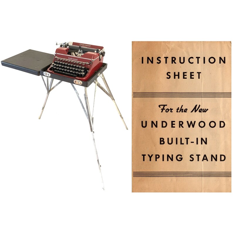 Underwood Typewriter Built in Typing Stand Case Instruction Manual