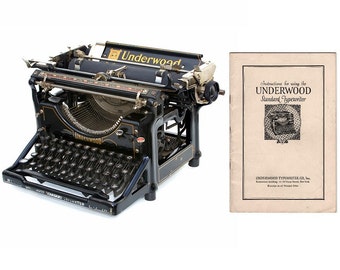 Underwood No.5 Typewriter Standard No.3 & No.4 Instruction Manual Instant Download