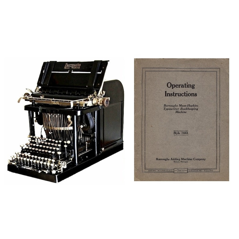 Burroughs Moon Hopkins Typewriter Bookkeeping Machine Etsy