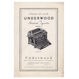 Underwood No.6 Standard Typewriter Instruction Manual Antique Vtg User 11 12 Open