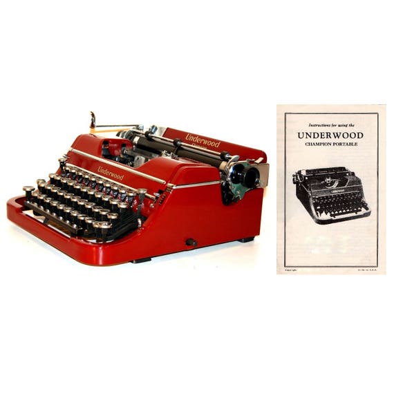 Underwood Champion Typewriter Instruction Manual Instant Etsy