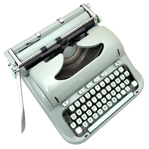 1963 Hermes 3000 Typewriter w/Case Working Seafoam Green Pica Portable Vtg image 8