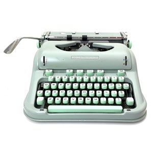 1963 Hermes 3000 Typewriter w/Case Working Seafoam Green Pica Portable Vtg image 7