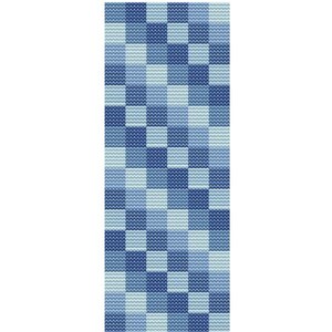 May include: A blue cross-stitch bookmark with a checkered pattern in shades of blue. The bookmark features a design size of 36 x 108 stitches. The text "Blue Bookmark" and "Cross Stitch Pattern" are at the top.