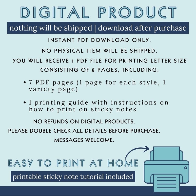 Printable Sticky Notes for budgeting to track spending and bills. 6 designs with Monday start monthly trackers, including a teller slip for bank withdrawls for cash envelopes. PDF files. Digital download only. No physical product will be mailed.