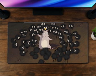 Soot Sprites-muismat, Spirited Away-bureaumat, op Studio Ghibli geïnspireerde gamingmuismat, schattig anime-bureauaccessoire