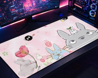 Roze Totoro-muismat, Studio Ghibli-bureaumat, kawaii-anime gaming-setup, XL-toetsenbordkussen cadeau