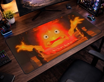 Calcifer-muismat, Howl's Moving Castle-bureaumat, Studio Ghibli Gaming-muismat, Cosy Anime XXL-bureauonderlegger
