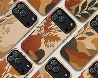 Autumn Phone Case, Boho Leaf,Fall Botanical iPhone Cases,  Paper Cut Art