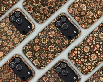 Boho Earth Tone Floral Phone Case, Retro Flower iPhone Case, Vintage Botanical Cover Gift