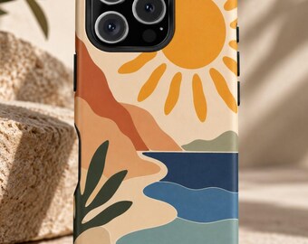 Matisse Phone Case, Coastal Abstract Art Cover, Sun & Bohemian Design, iPhone 13-17 MagSafe Case