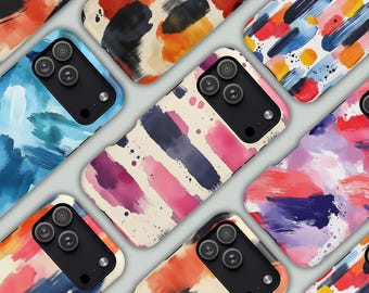 Artistic Brush Stroke iPhone Case, Modern Abstract Painted Cover, Colorful Artistry Phone Protection