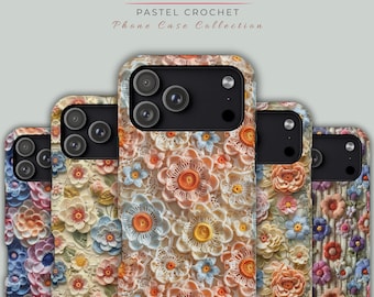 Pastel Crochet Phone Case, Lace Phone , Knitting Cases, Floral Crocthet Cover, Tough, Magasafe