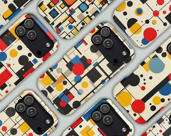 Bauhaus Geometric iPhone Case, Mid Century Modern Color Block Art Cover