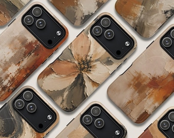 Textured Phone Case in Earth Tone Neutrals, Modern Abstract Art for iPhone