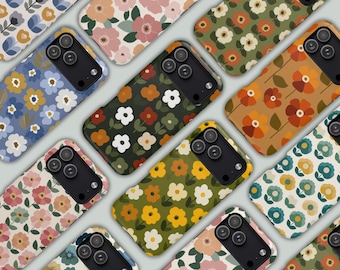 Nordic Blooms Phone Case, Scandinavian Floral iPhone Case, Retro Folk Art Cover