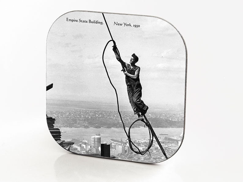 Empire State Building New York 1930a Hardboard and Fiberglass Permanent Glossy Image Coaster