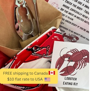 Lobster Eating Kit Seafood Meal Cracker Tool Shellfish Dinner Bib Napkin Butter Bowl Ceramic Dish East Coast Lobster Utensils Summer Beach