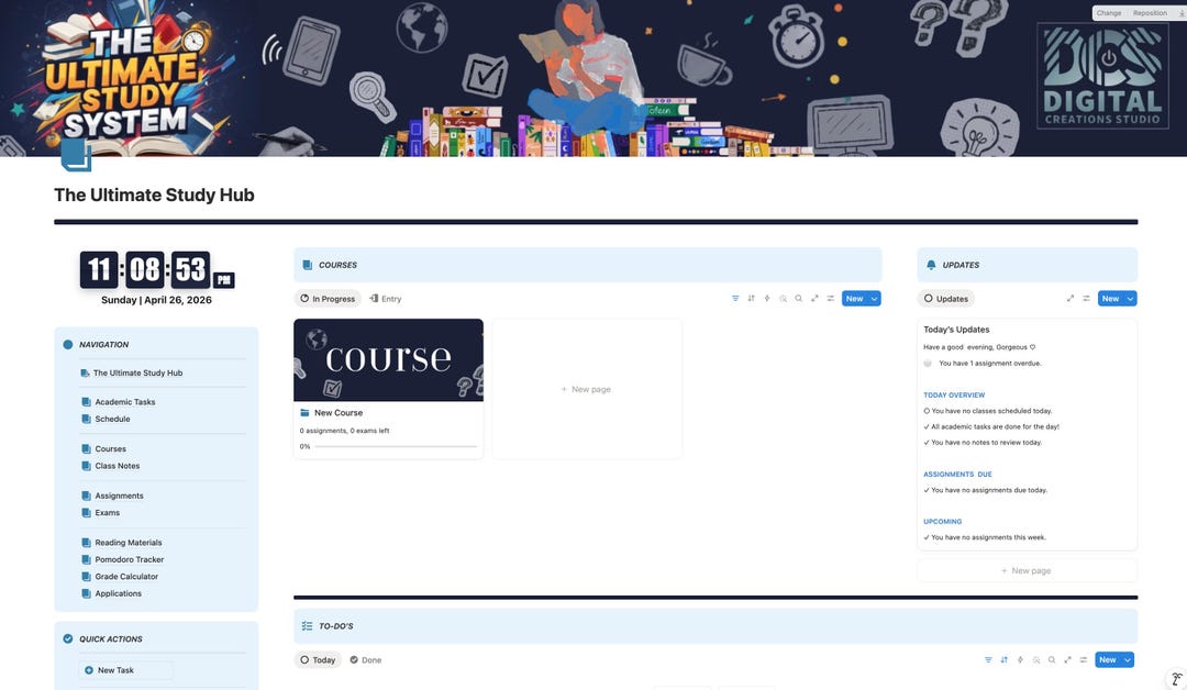 Notion Study Template | Ultimate Study Hub | Assignment Tracker | Grade ...