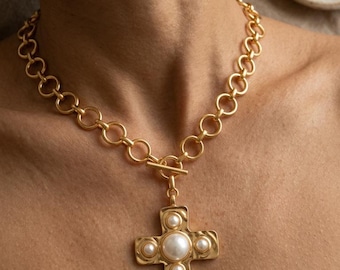 Chunky Gold Cross Necklace